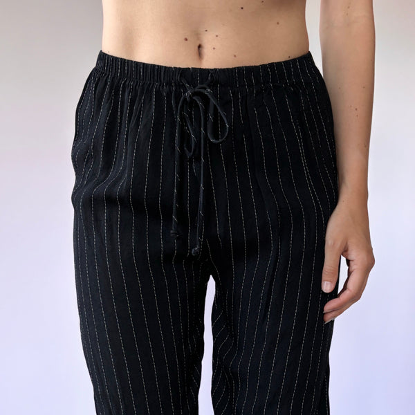 90s Pinstripe Drawstring Trousers (XS/S)