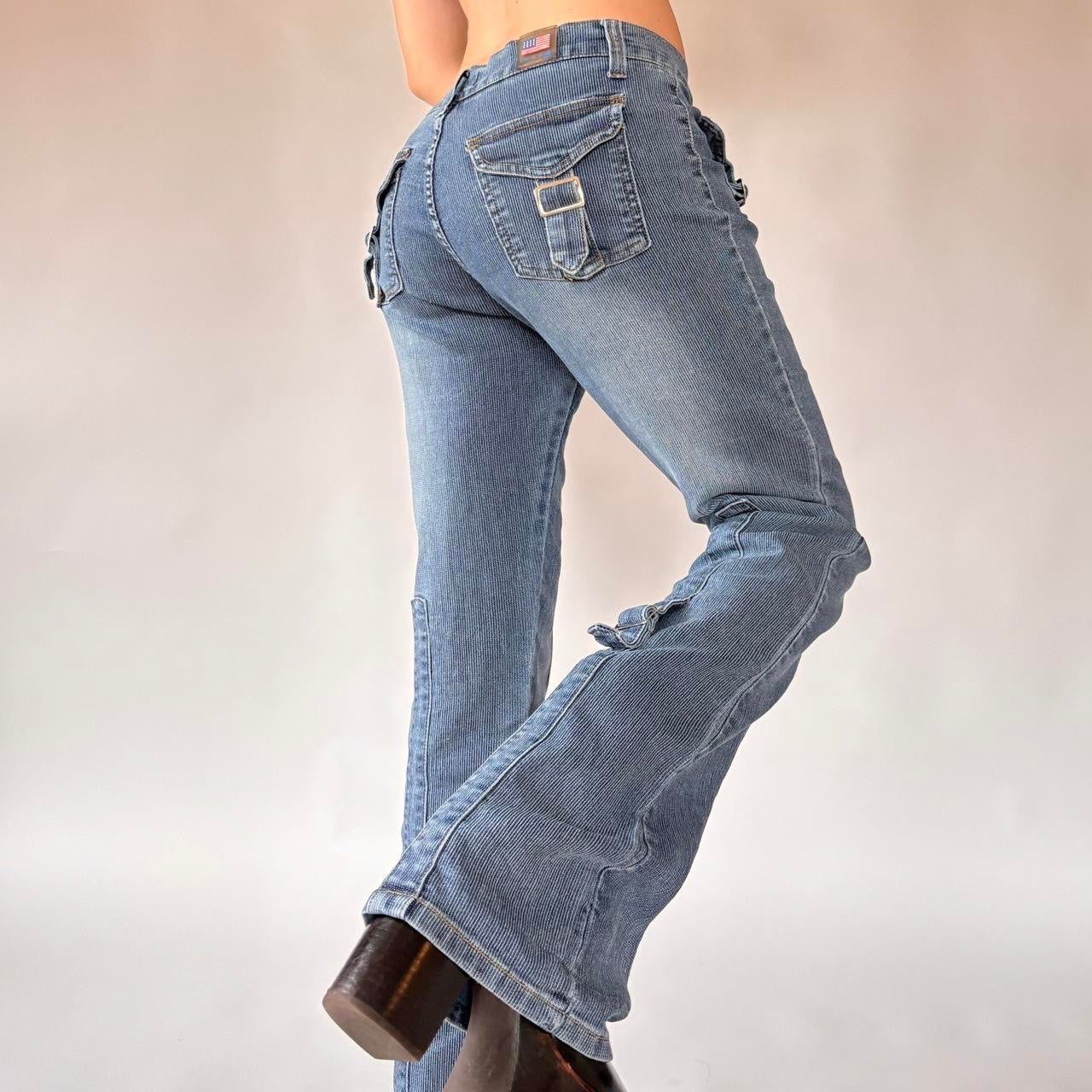 Y2K Buckle Flare Jeans (M)