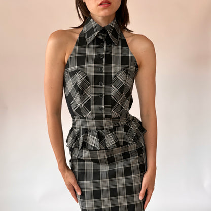 Bebe Plaid Corpcore Dress (S)