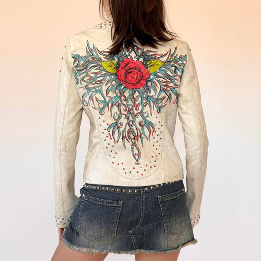 Y2K Wilson’s Studded & Painted Leather Jacket (S/M)