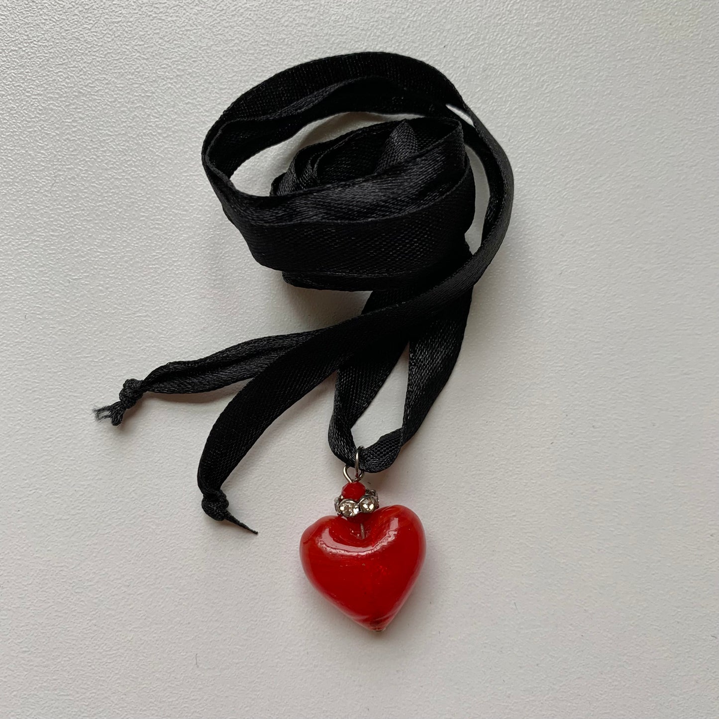 Vintage Glass Heart Necklace