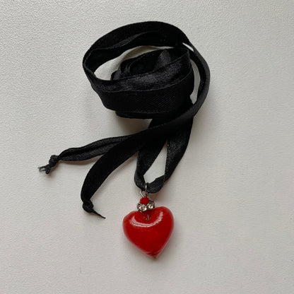 Vintage Glass Heart Necklace