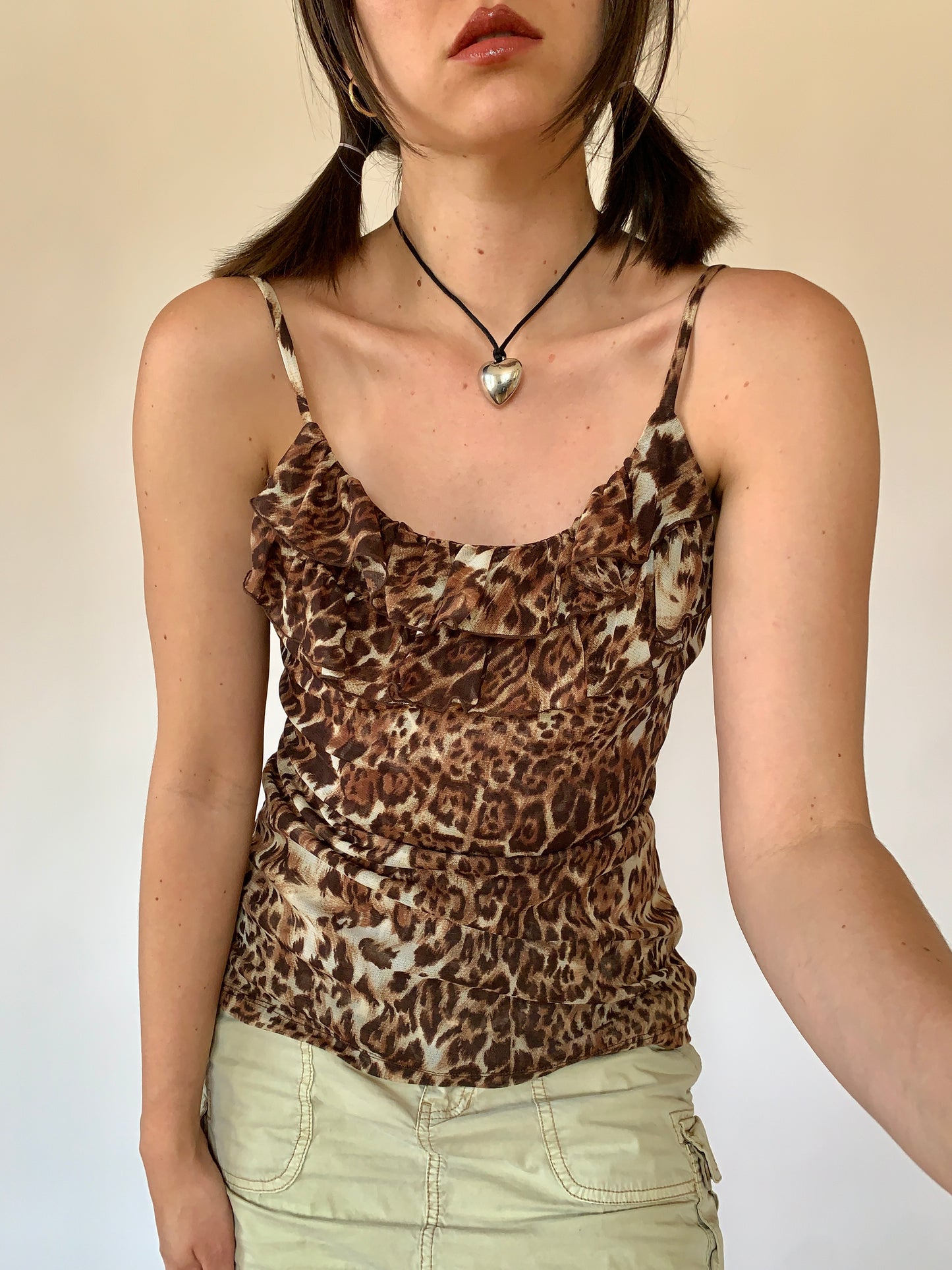 Y2K Mesh Leopard Tank