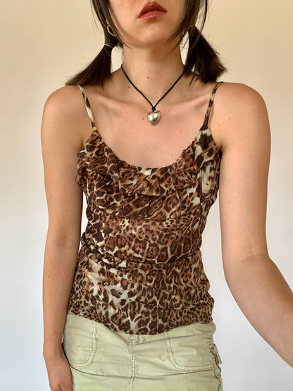 Y2K Mesh Leopard Tank