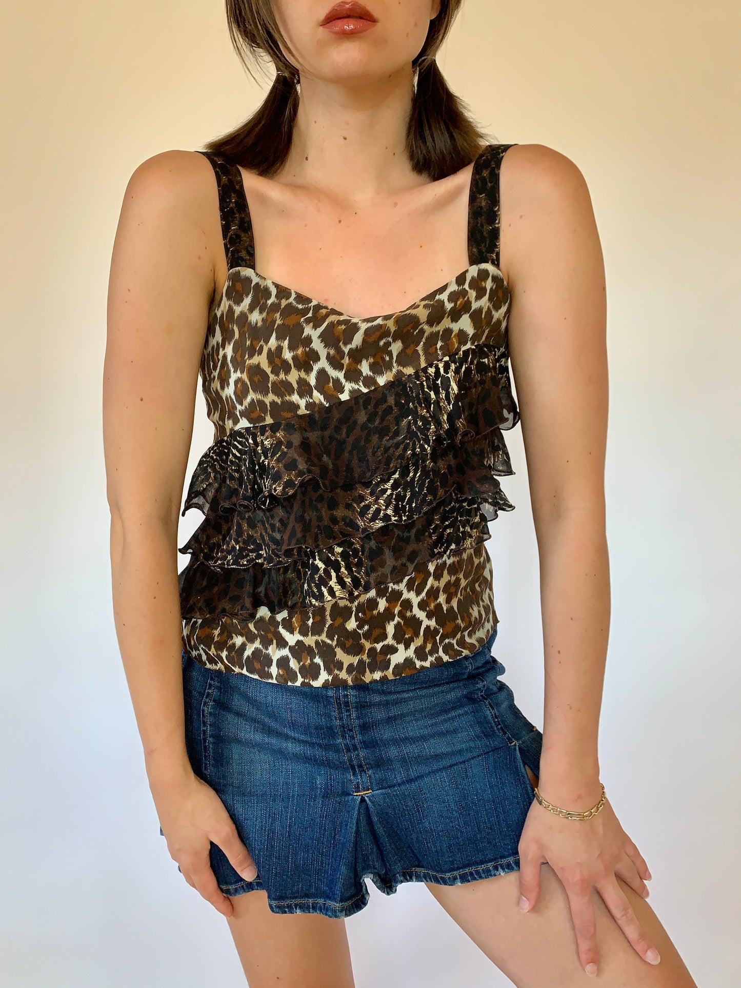 Y2K Silk Ruffle Tank