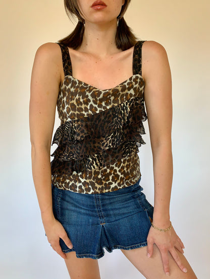 Y2K Silk Ruffle Tank