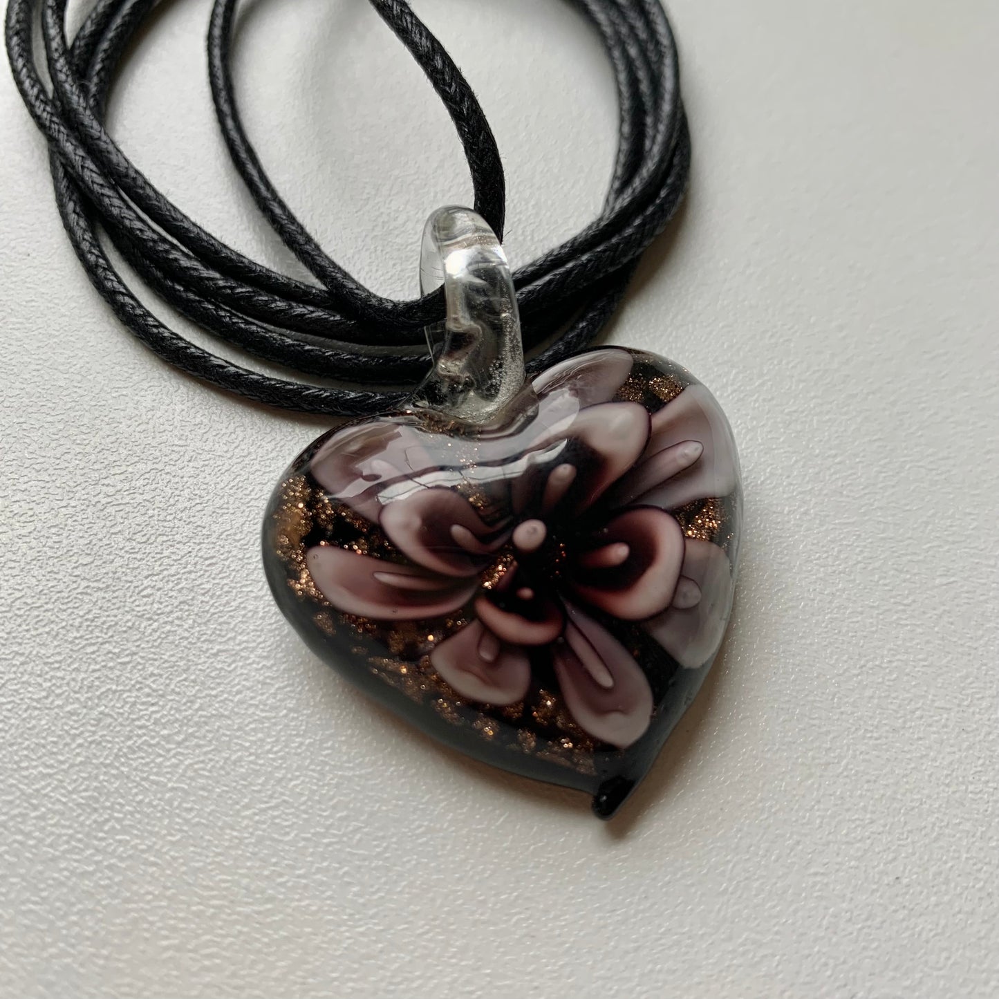 Vintage Glass Heart Necklace