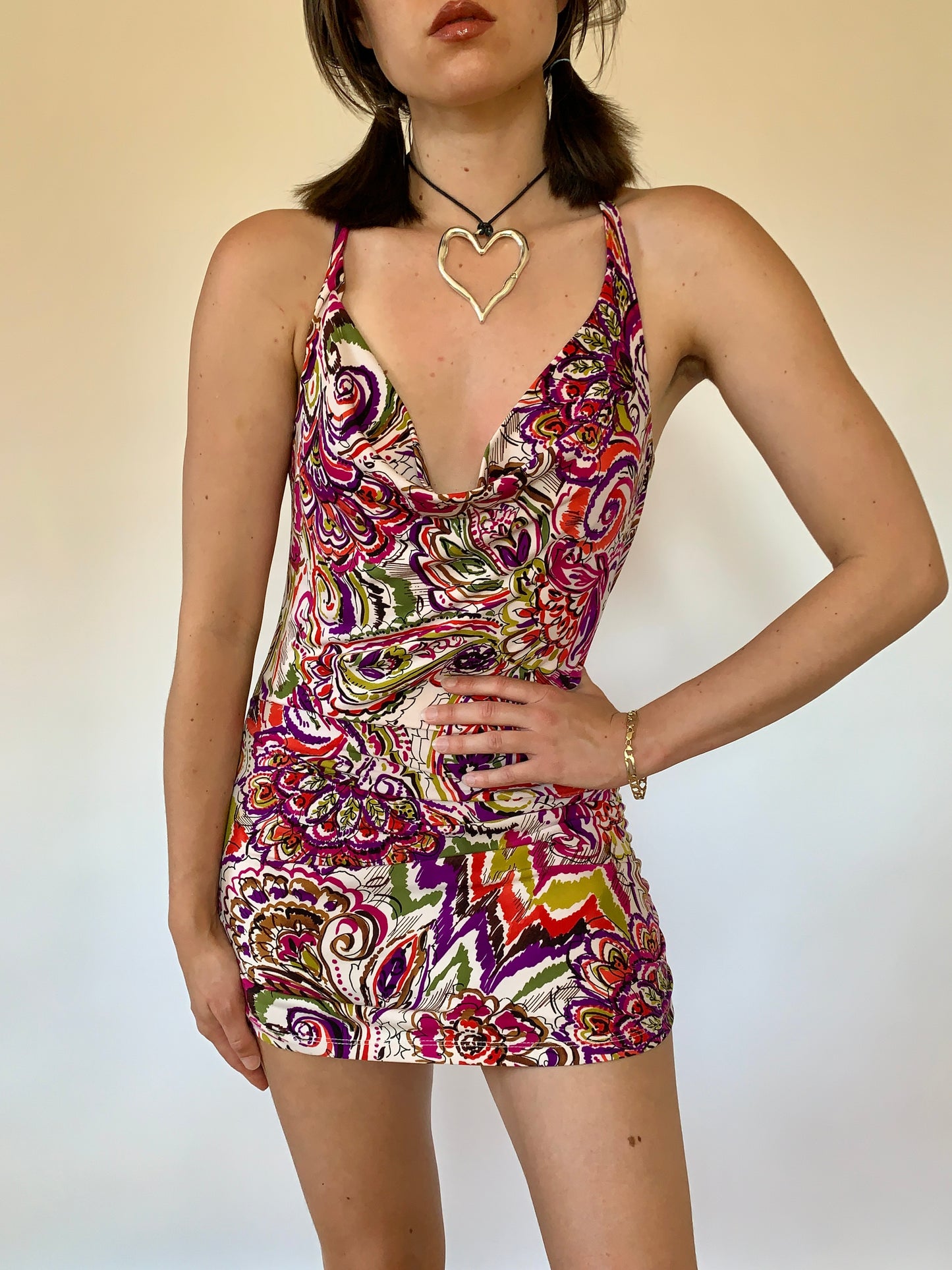 Y2K Paisley Mini Dress
