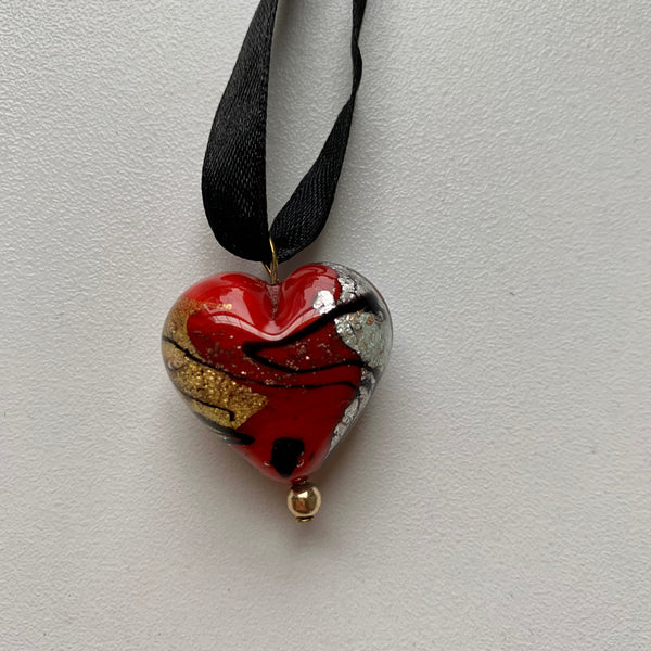 Vintage Glass Heart Necklace