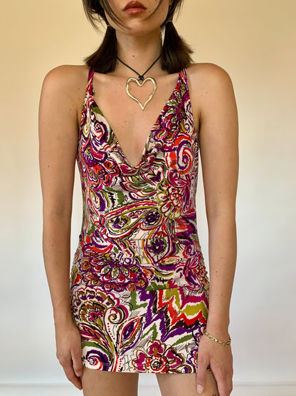 Y2K Paisley Mini Dress
