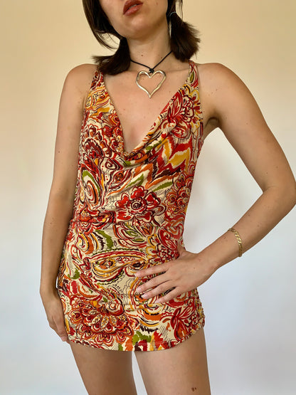 Y2K Paisley Mini Dress