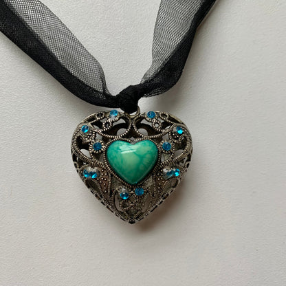 Vintage Puffy Heart Necklace