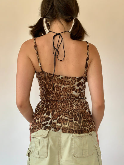 Y2K Mesh Leopard Tank