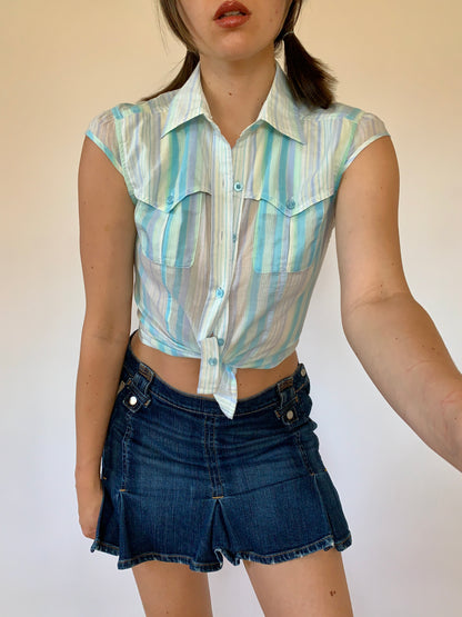 Y2K Baby Blue Blouse