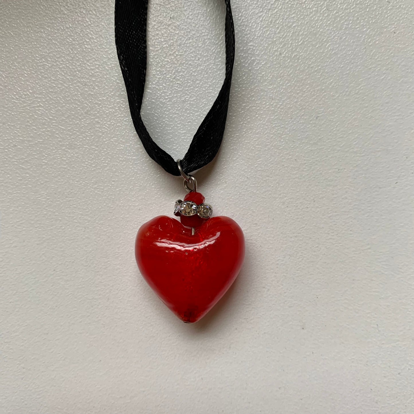 Vintage Glass Heart Necklace