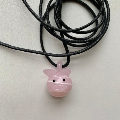 Vintage Glass Pig 🐷 Necklace