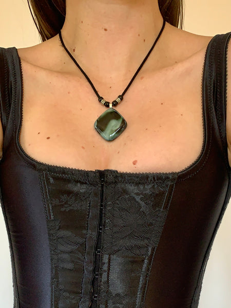 Vintage Glass Pendant Necklace