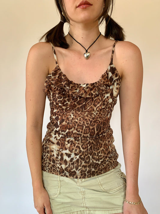 Y2K Mesh Leopard Tank