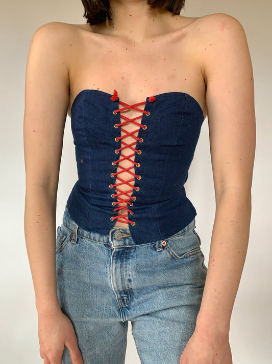 Vintage 1970s Denim Corset