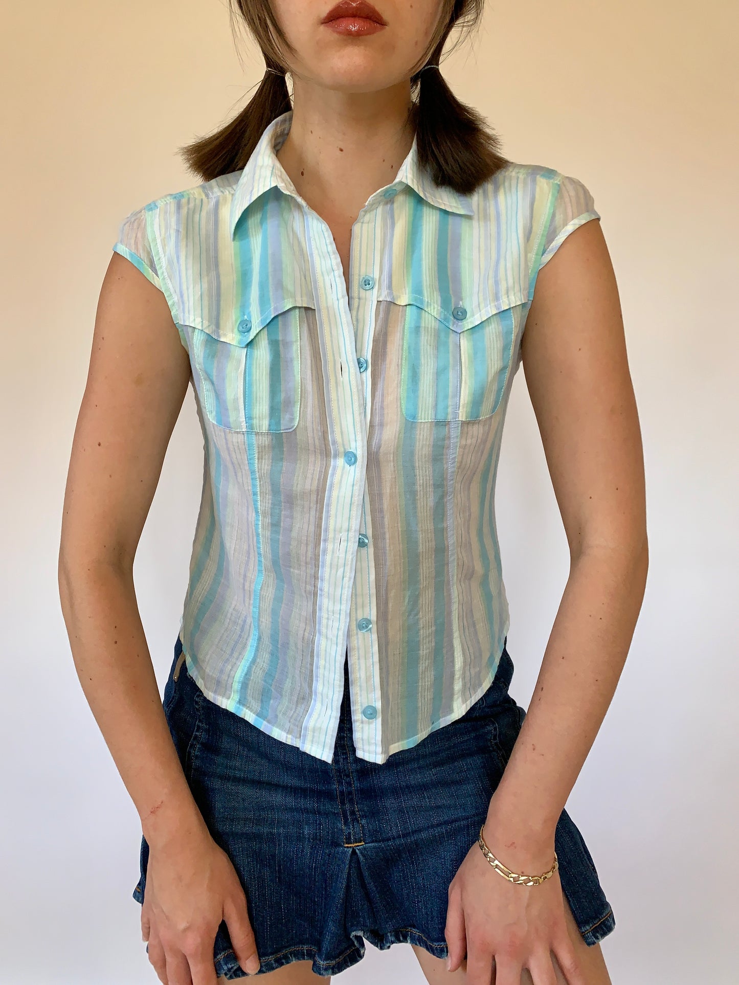 Y2K Baby Blue Blouse