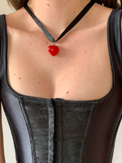 Vintage Glass Heart Necklace