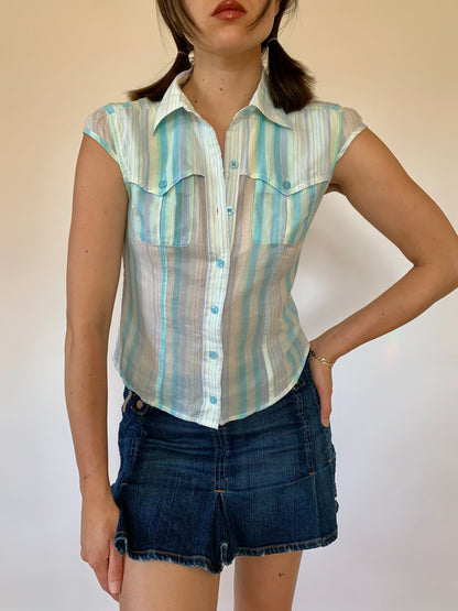 Y2K Baby Blue Blouse