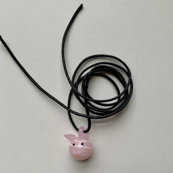 Vintage Glass Pig 🐷 Necklace