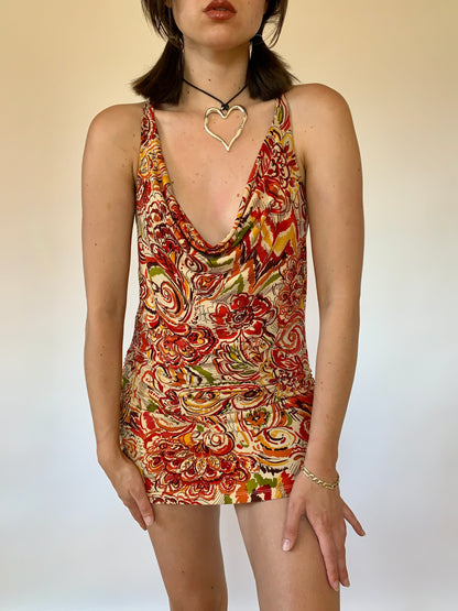 Y2K Paisley Mini Dress