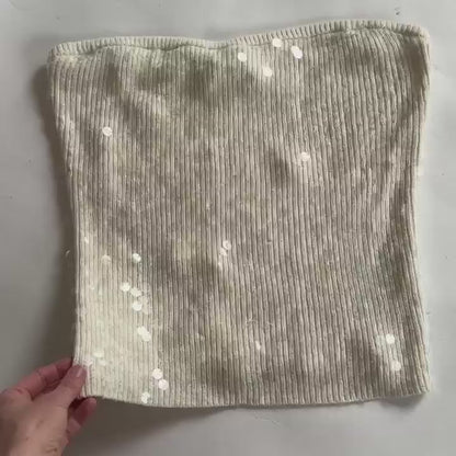 Y2K Cream Sequin Tube Top (L)