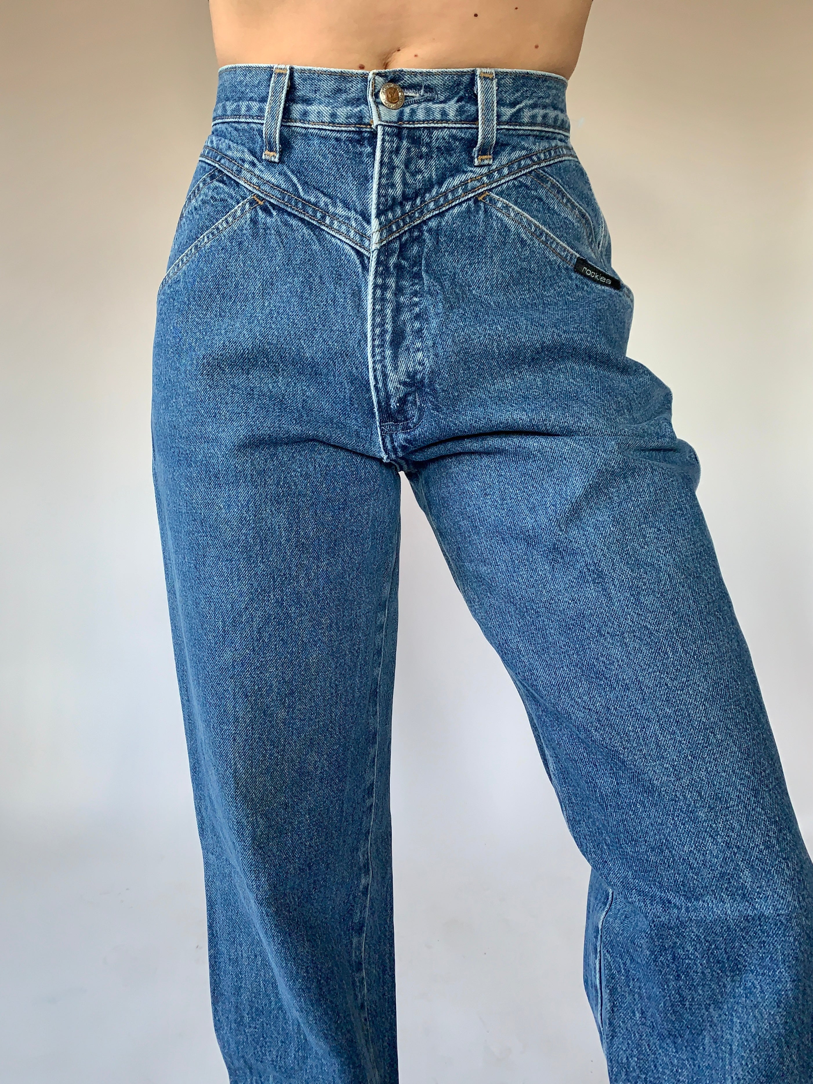 Vintage High Waisted Jeans Stylish Cut Out Loose Straight