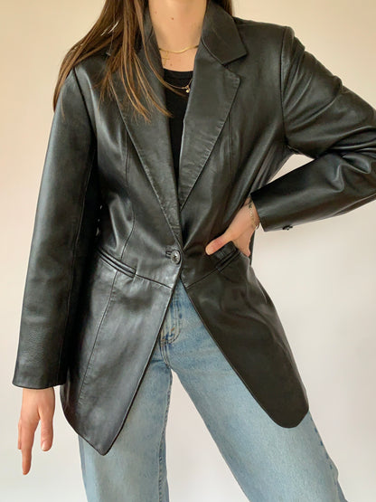 Vintage 1990s Leather Blazer