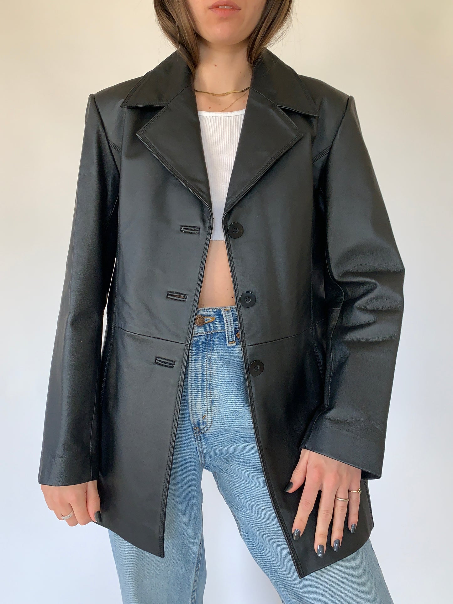 Vintage 1990s Leather Blazer