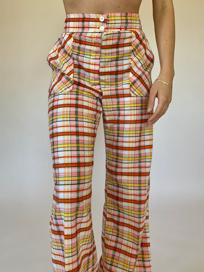 Vintage 1970s Plaid Bellbottoms