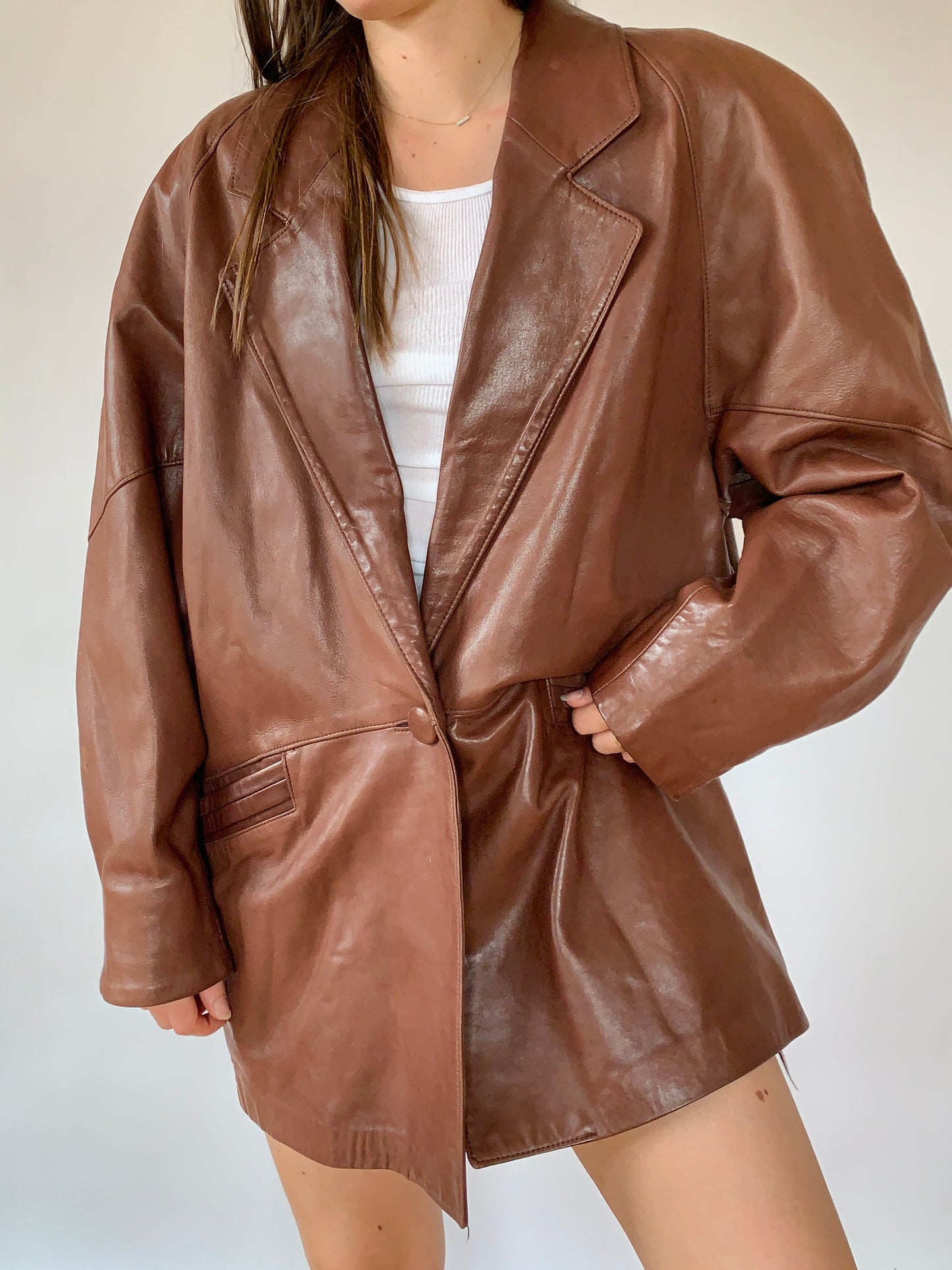 Vintage 1980s Leather Blazer