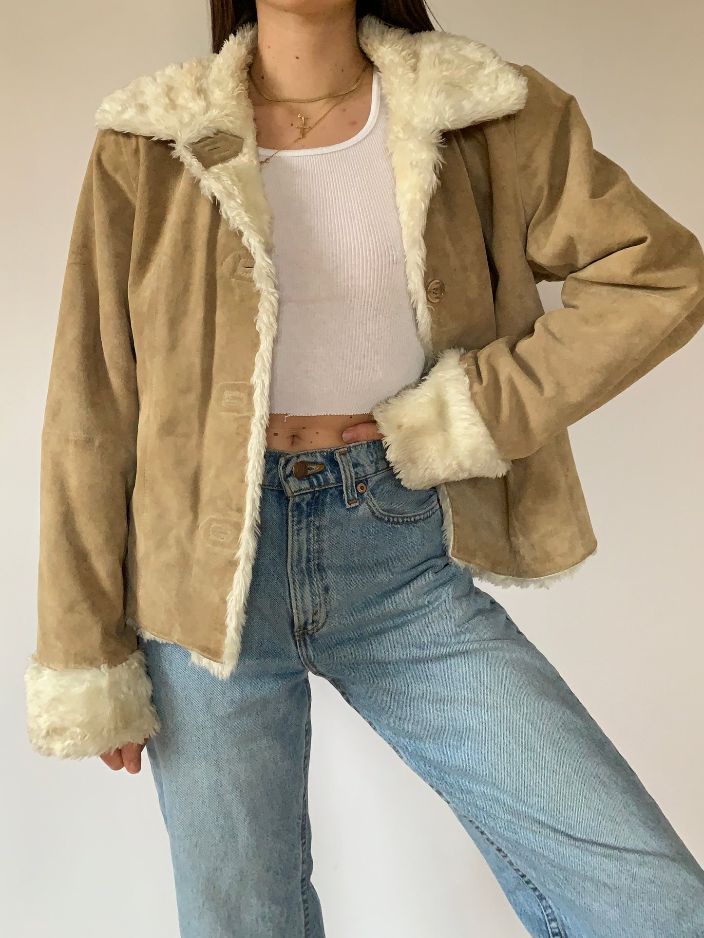 Vintage 1990s Faux Fur & Suede Jacket