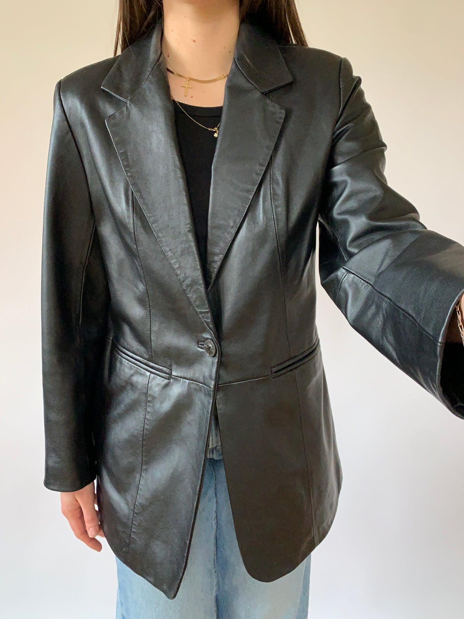 Vintage 1990s Leather Blazer