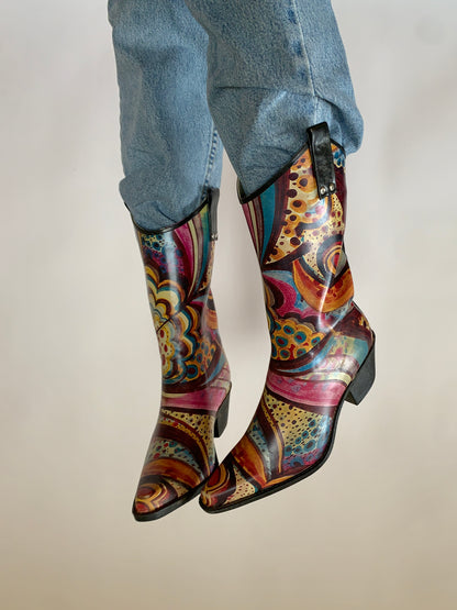 Abstract Cowboy Rainboots