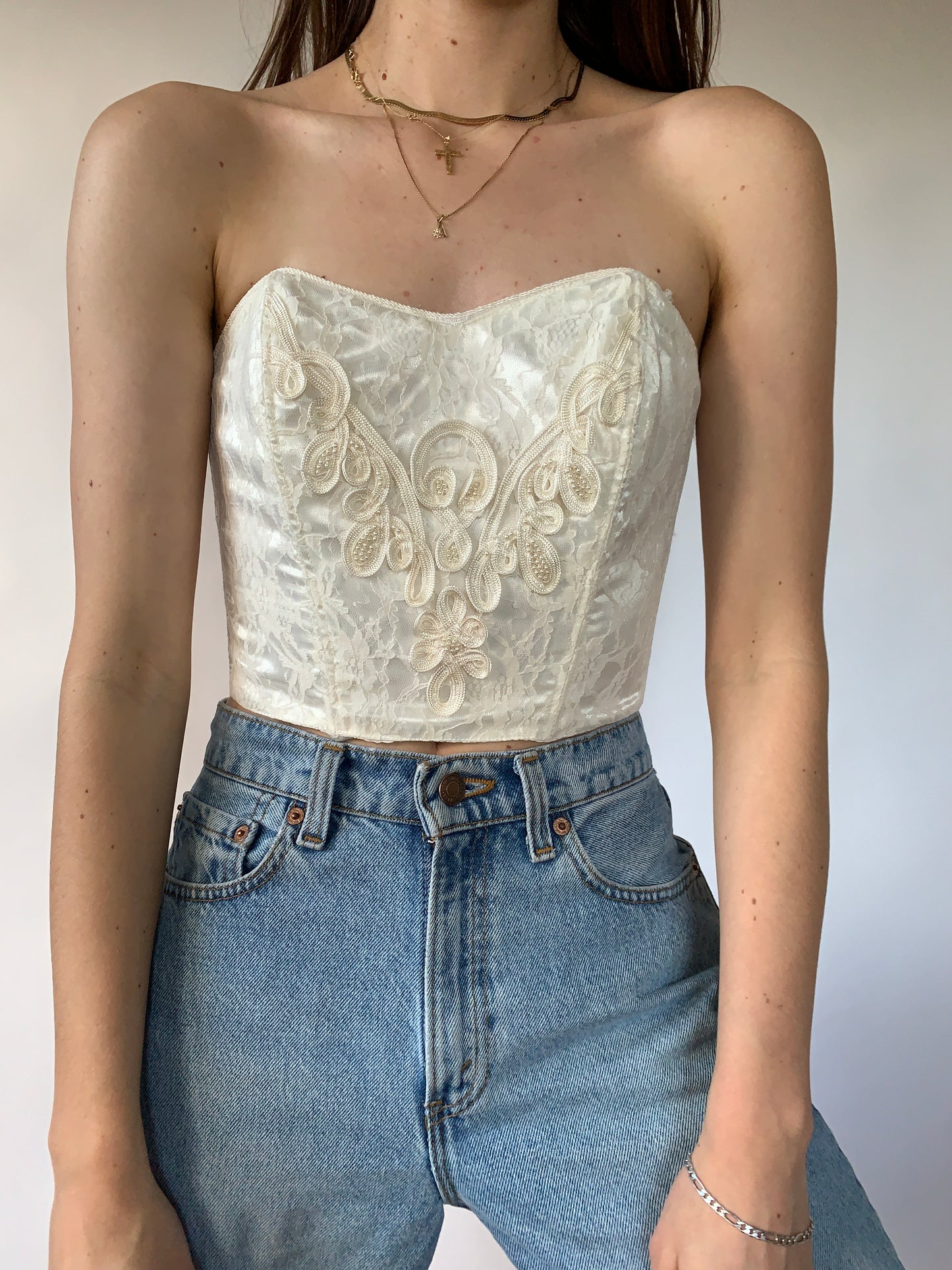 Vintage Satin Bustier Top