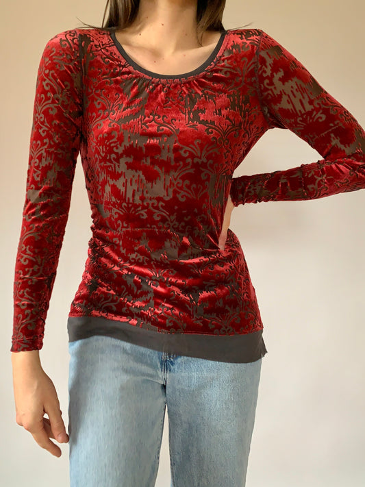 Y2K Velvet & Mesh Top