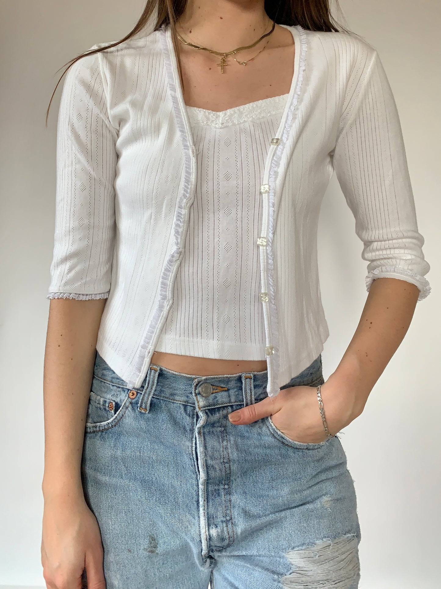 Two Piece White Cotton Set