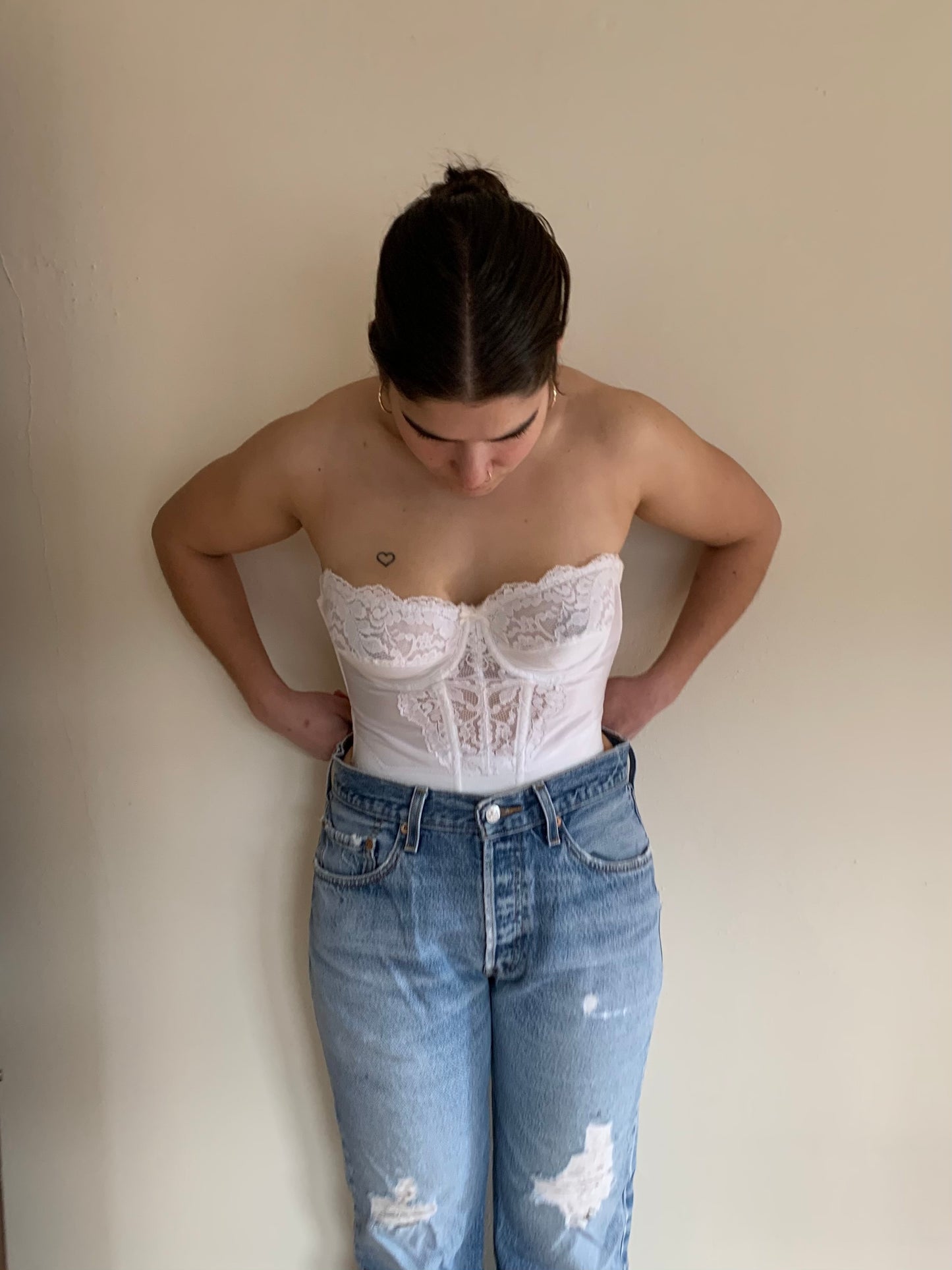 Vintage White Lace Bustier