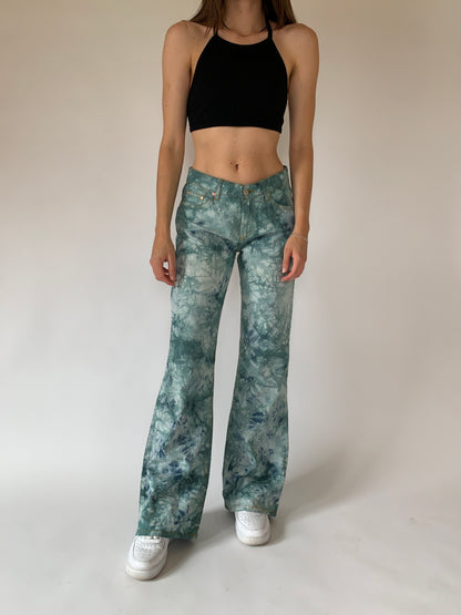 Vintage Paris Blues Tie Dye Flares