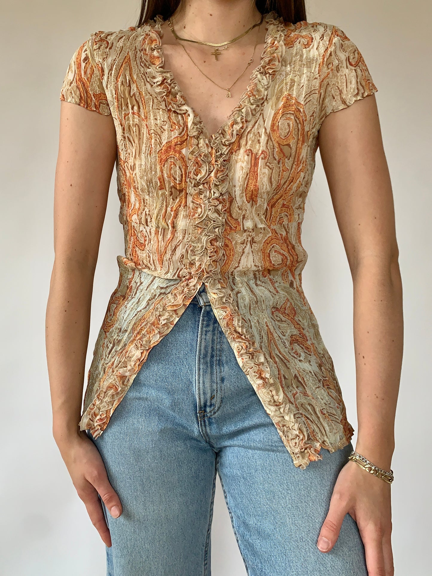 Y2K Paisley Blouse