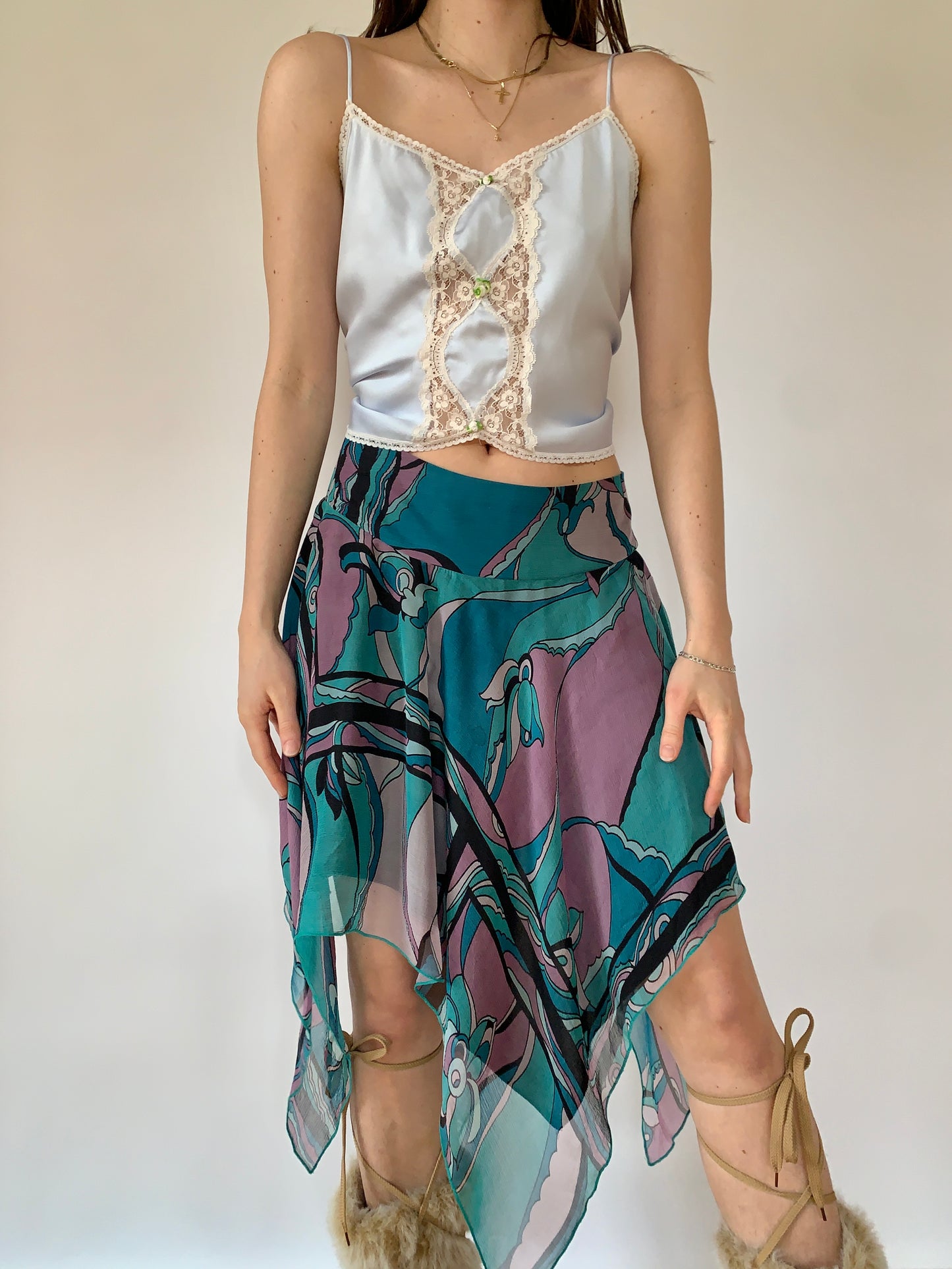 Y2K Silk Skirt