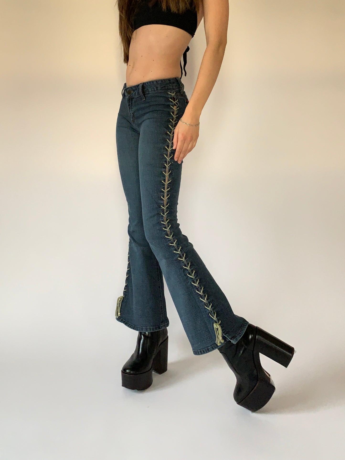 Early 2000s Lace Up Jeans