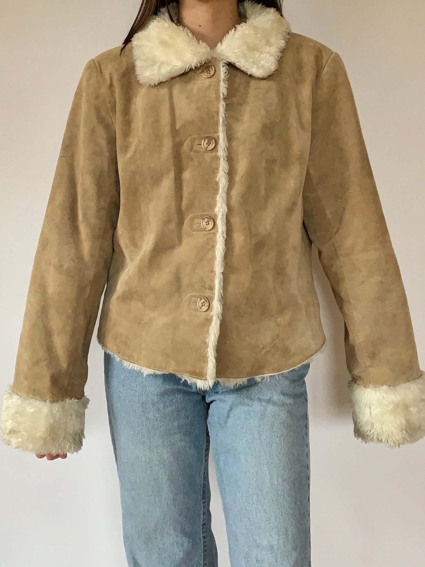 Vintage 1990s Faux Fur & Suede Jacket