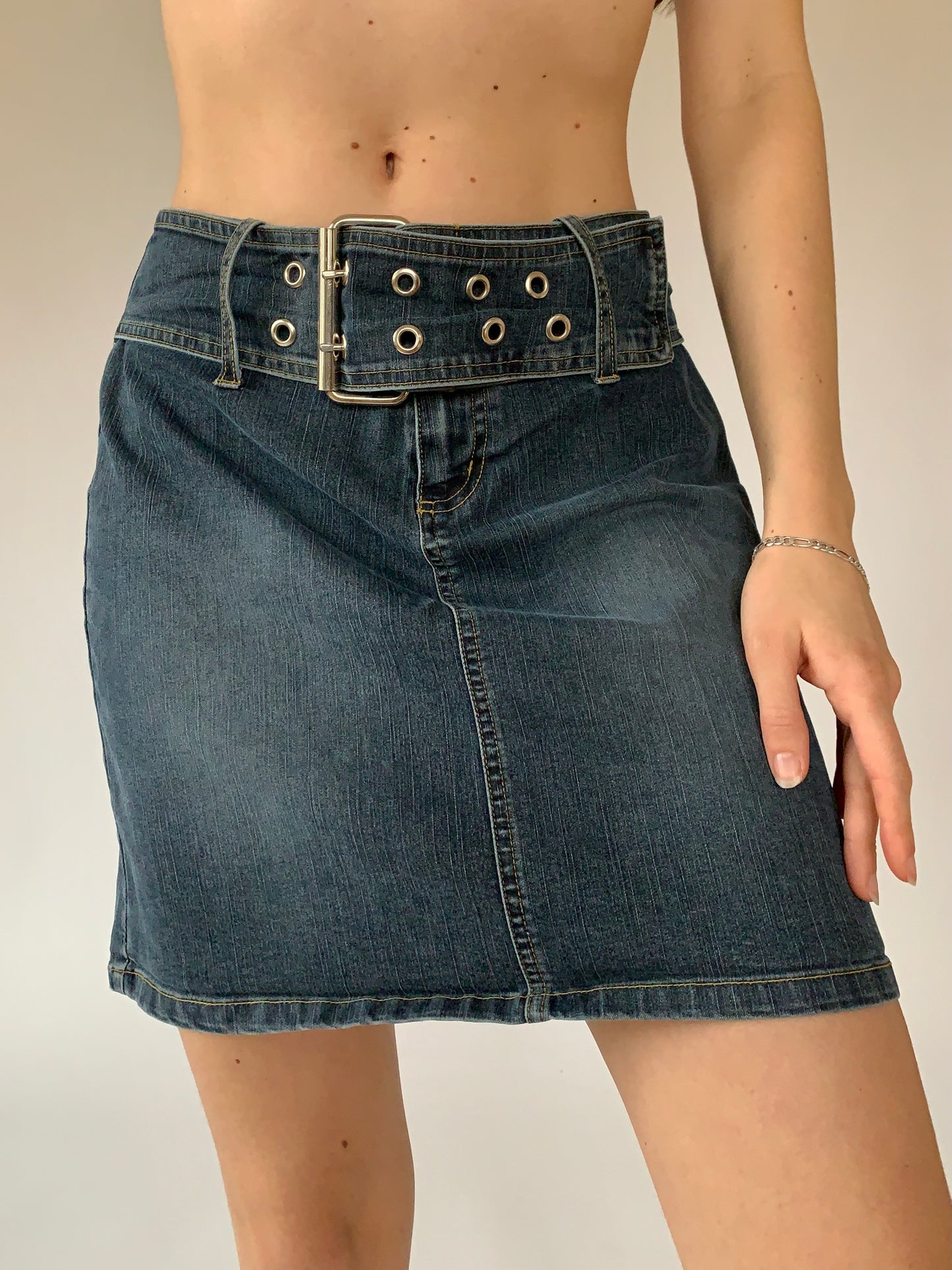 Y2K Belted Denim Skirt