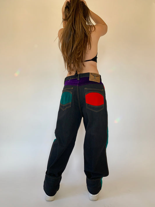 Vintage 1990s Color Block Jeans