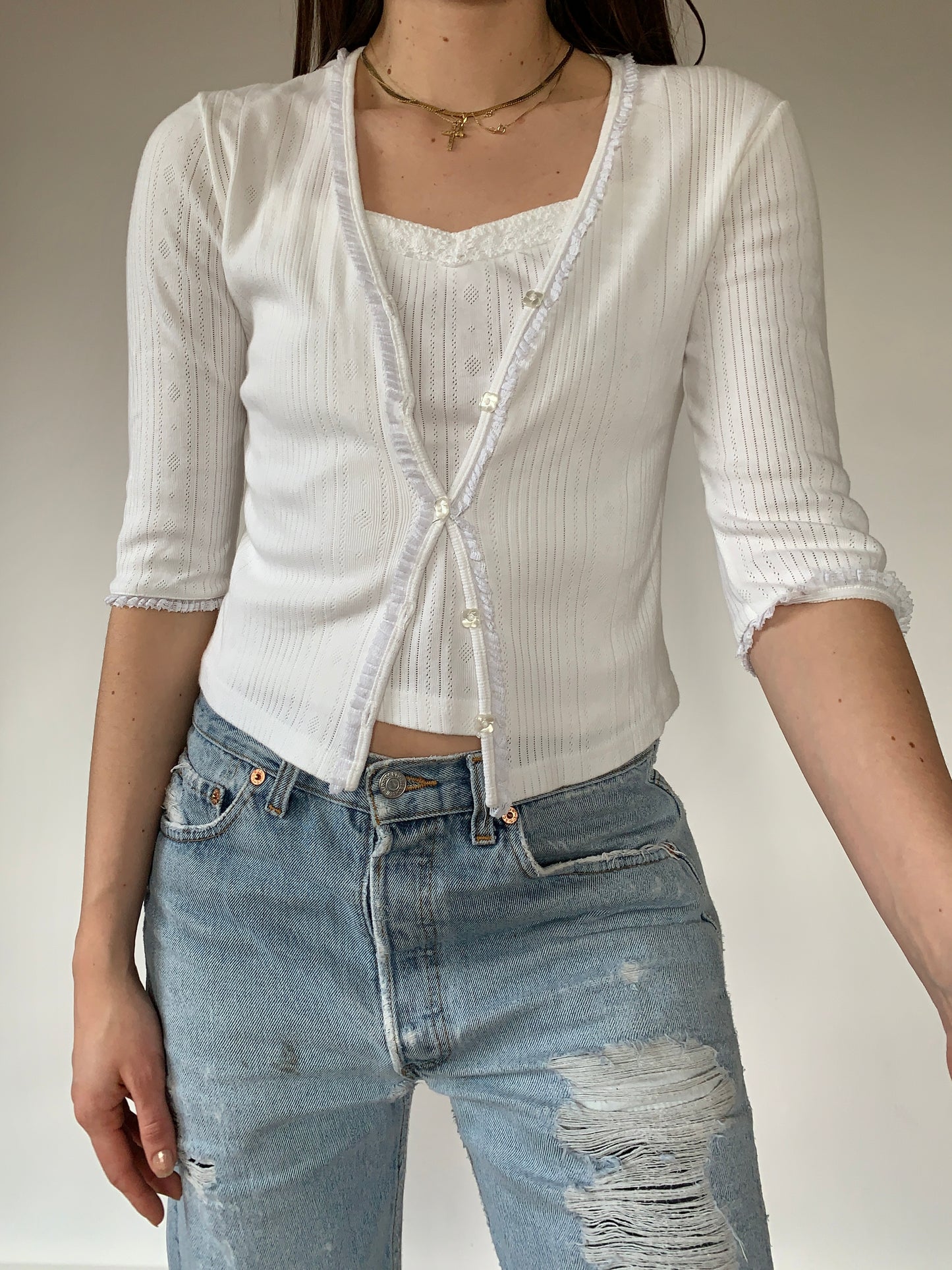 Two Piece White Cotton Set