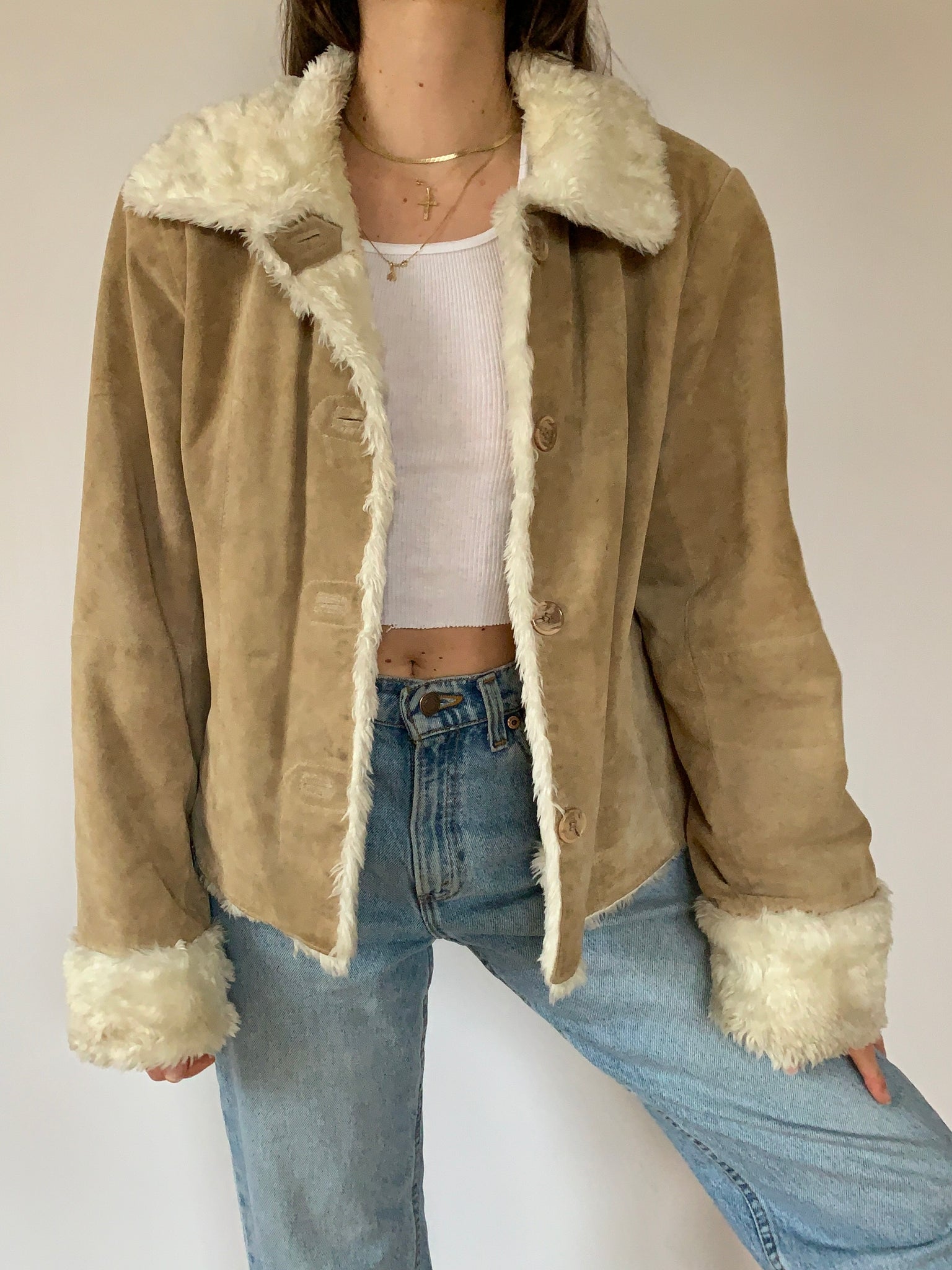 Vintage 1990s Faux Fur & Suede Jacket – Hazy Vintage